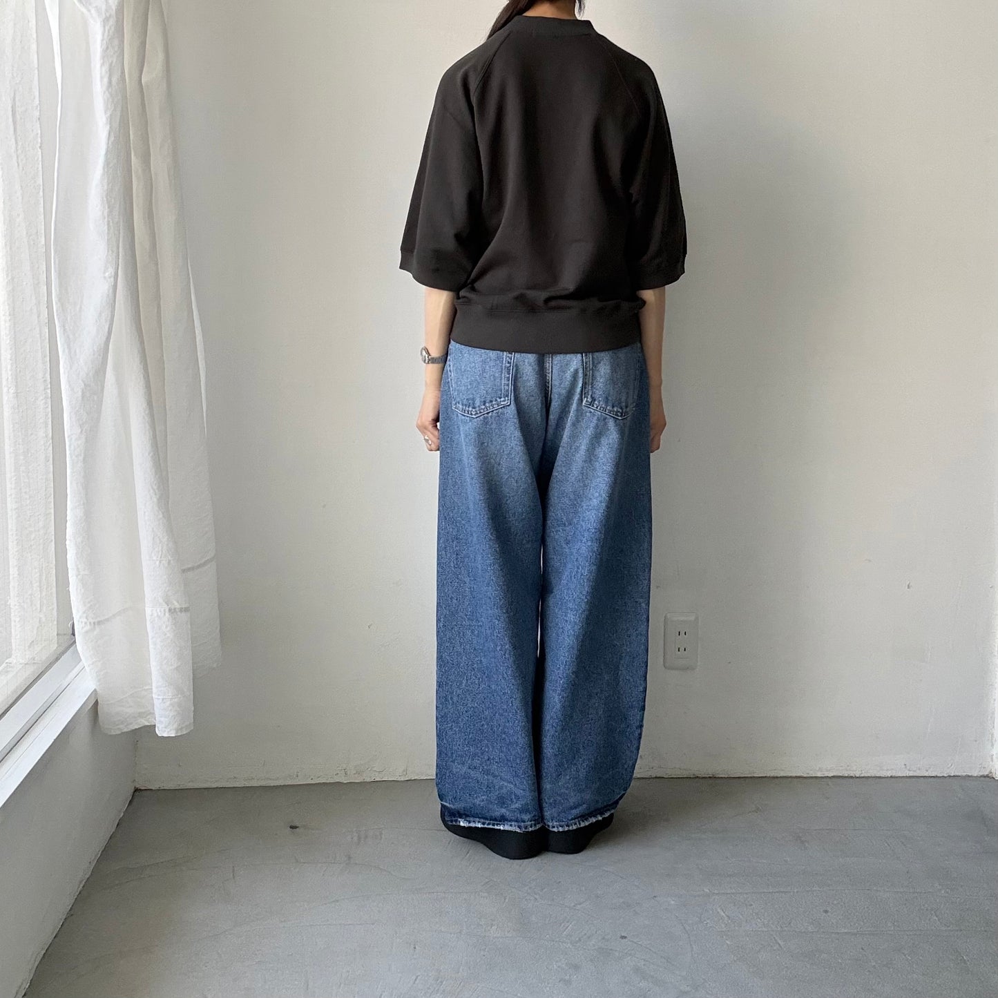 atelier naruse  コットン半袖スウェットシャツ　スミクロ