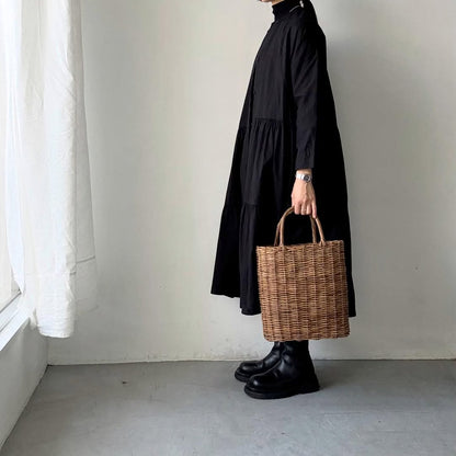 jujudhau デッドストックコットンティアードドレス　ブラック