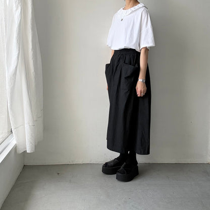 homspun 天竺フリルカラー半袖プルオーバー　ホワイト