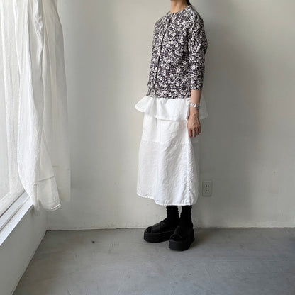 homspun  ワッフルノースリーブプルオーバー　ホワイト×ホワイト