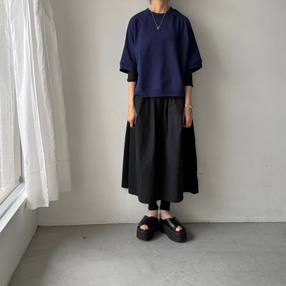atelier d'antan  Bordet コットンジャージー５分袖プルオーバー　ダークブルー