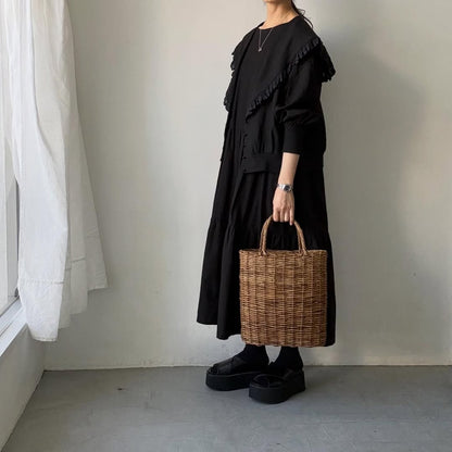 MAGALI コルトレイクリネンレース襟カーディガン　ブラック