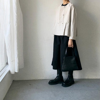 MAGALI ハイカウントコットンリネンダブルボタンジャケット　オートミール