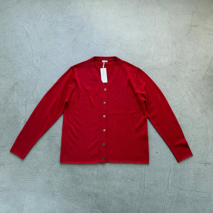 homspun ウールVネックカーディガン　レッド