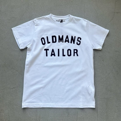 OLDMANS TAILOR OMTフロッキープリントロゴ半袖Tシャツ　ホワイト×ブラック
