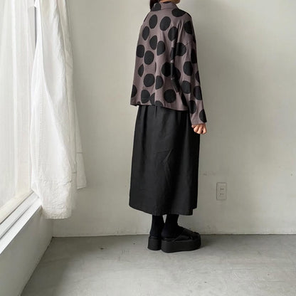 atelier naruse  コットンカットソー水玉ブラウス　ブラウン×ブラック