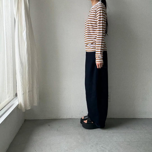 R&D.M.Co ガーゼボーダー長袖Tシャツ　カフェオレ　Mサイズ