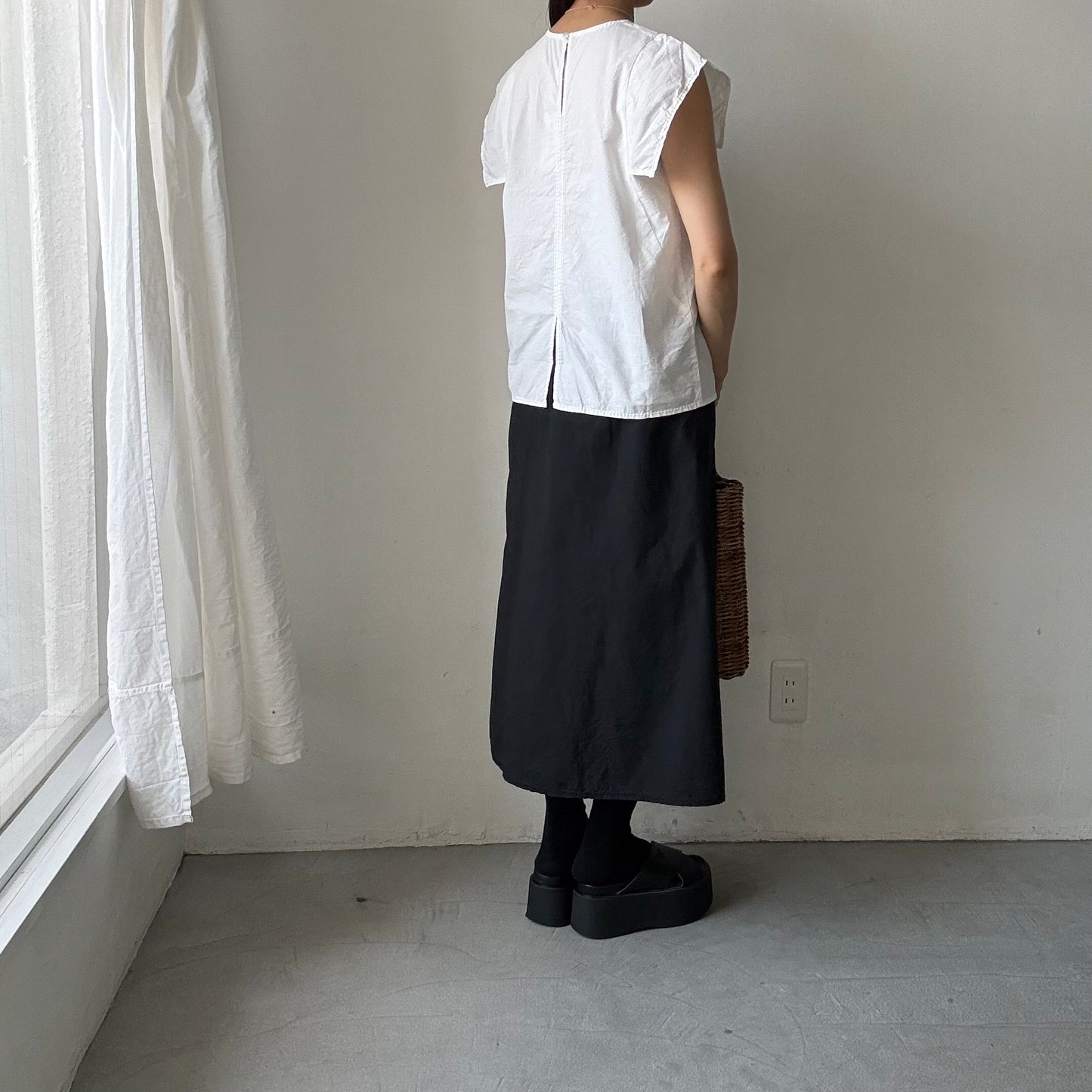 homspun  パルキーシーチングノースリーブブラウス　ホワイト