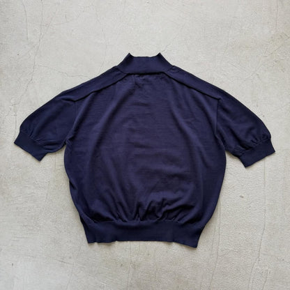 🟡木曜入荷分予約受付中🟡as it is   モックネックコットン5分袖ニット　ネイビー　