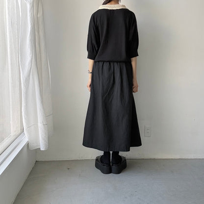 atelier naruse  コットンクロシェカラーニット　ブラック