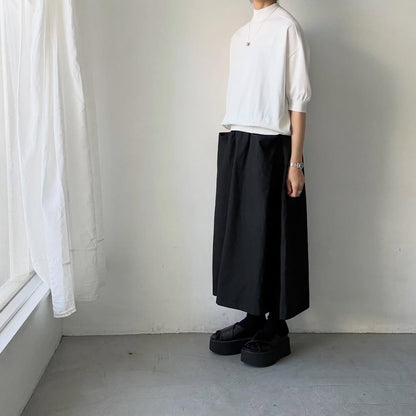 🟡木曜入荷分予約受付中🟡as it is   モックネックコットン5分袖ニット　ホワイト