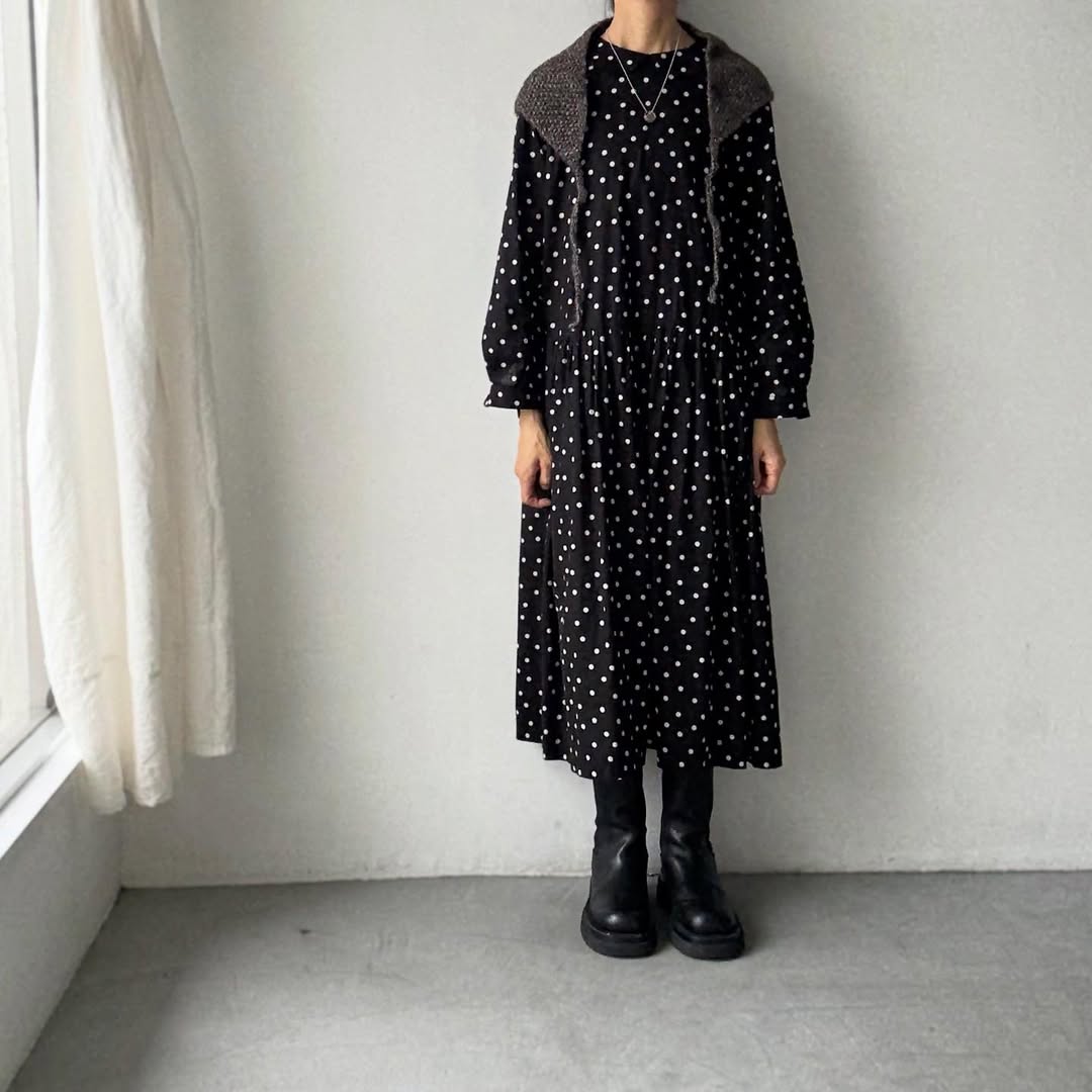 Karakoram アルパカコットントライアングルスカーフ　ダークブラウン