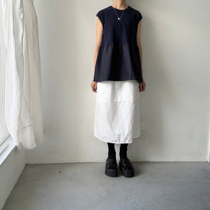 homspun  ワッフルノースリーブプルオーバー　ネイビー×ネイビー