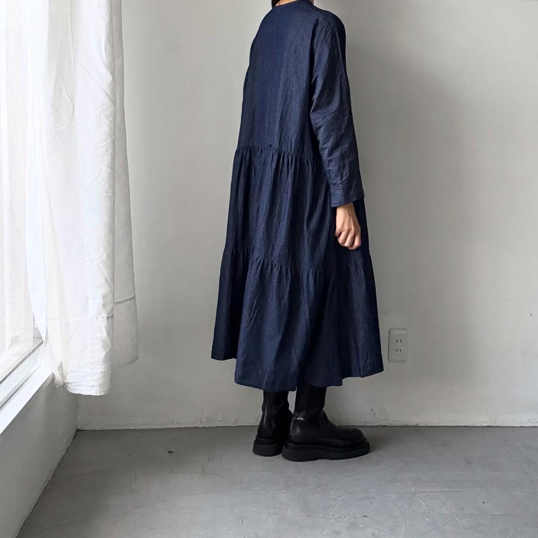 jujudhau デッドストックデニムティアードドレス