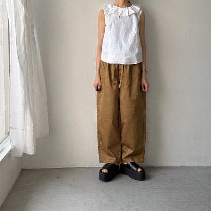 homspun 高密度ウエポンギャザーパンツ　キャメル