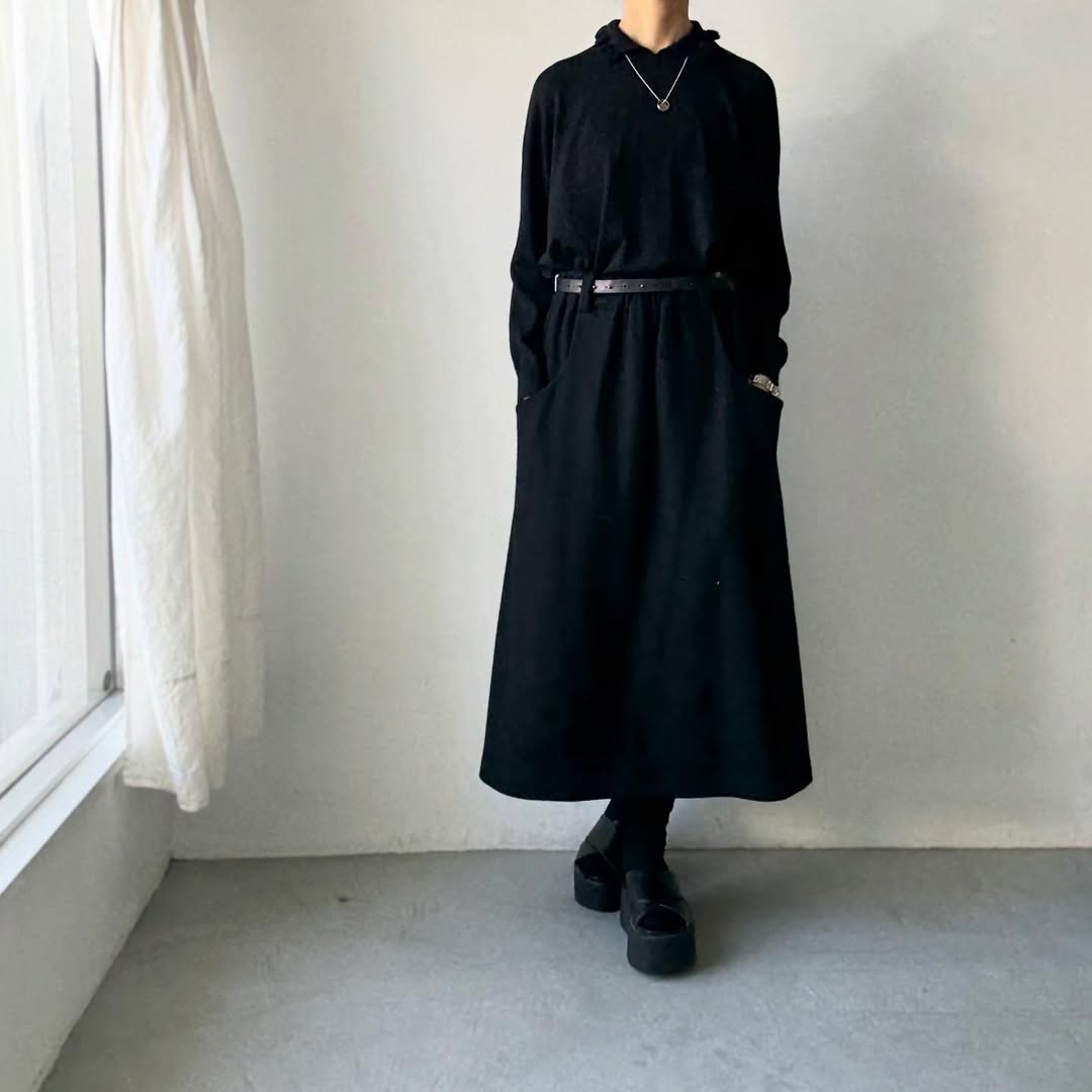 cion  ウールフリルカラーポロニット　ブラック