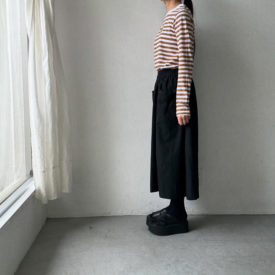 R&D.M.Co ガーゼボーダー長袖Tシャツ　カフェオレ　Mサイズ