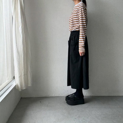 R&D.M.Co ガーゼボーダー長袖Tシャツ　カフェオレ　Mサイズ