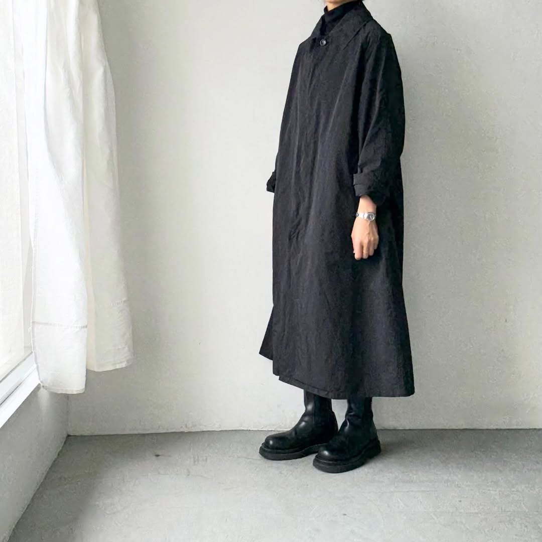 R&D.M.Co ガーメントダイステンカラーコート　ブラック