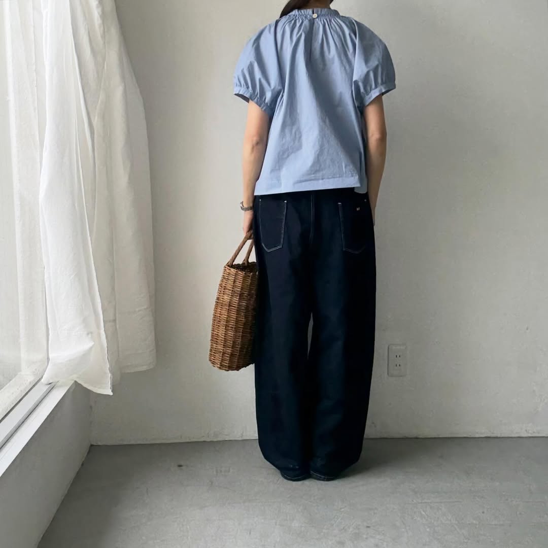 🟡週末入荷分予約受付中🟡cion  コットンシャーリングブラウス　サックスブルー