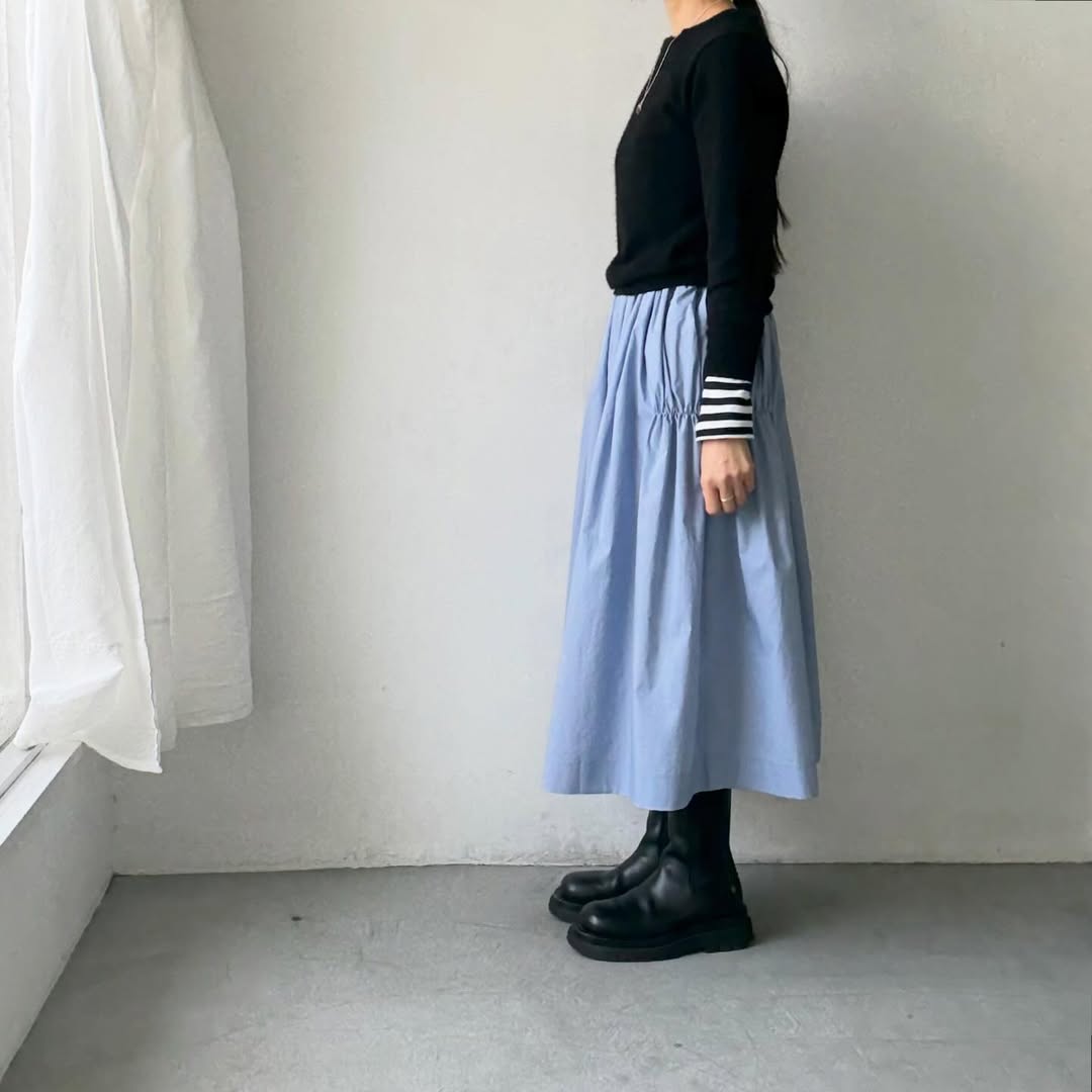 🟡週末入荷分予約受付中🟡cion  コットンシャーリングギャザースカート　サックスブルー
