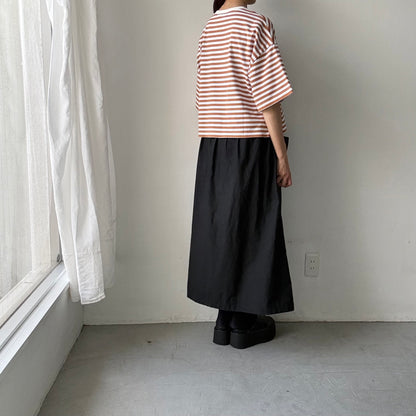atelier naruse  コットンボーダー半袖カットソー　ブラウン