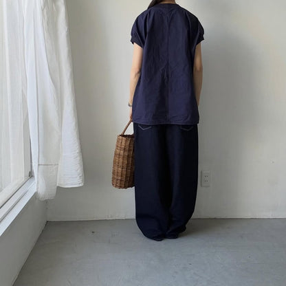 homspun コンパクトウェザーノースリーブ(オーバーサイズ)  ネイビー