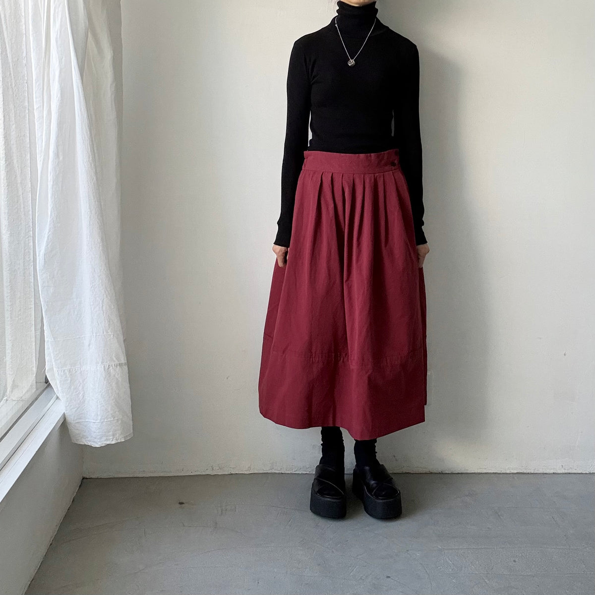 MAGALI オールドコットンラップ風スカート　レッド