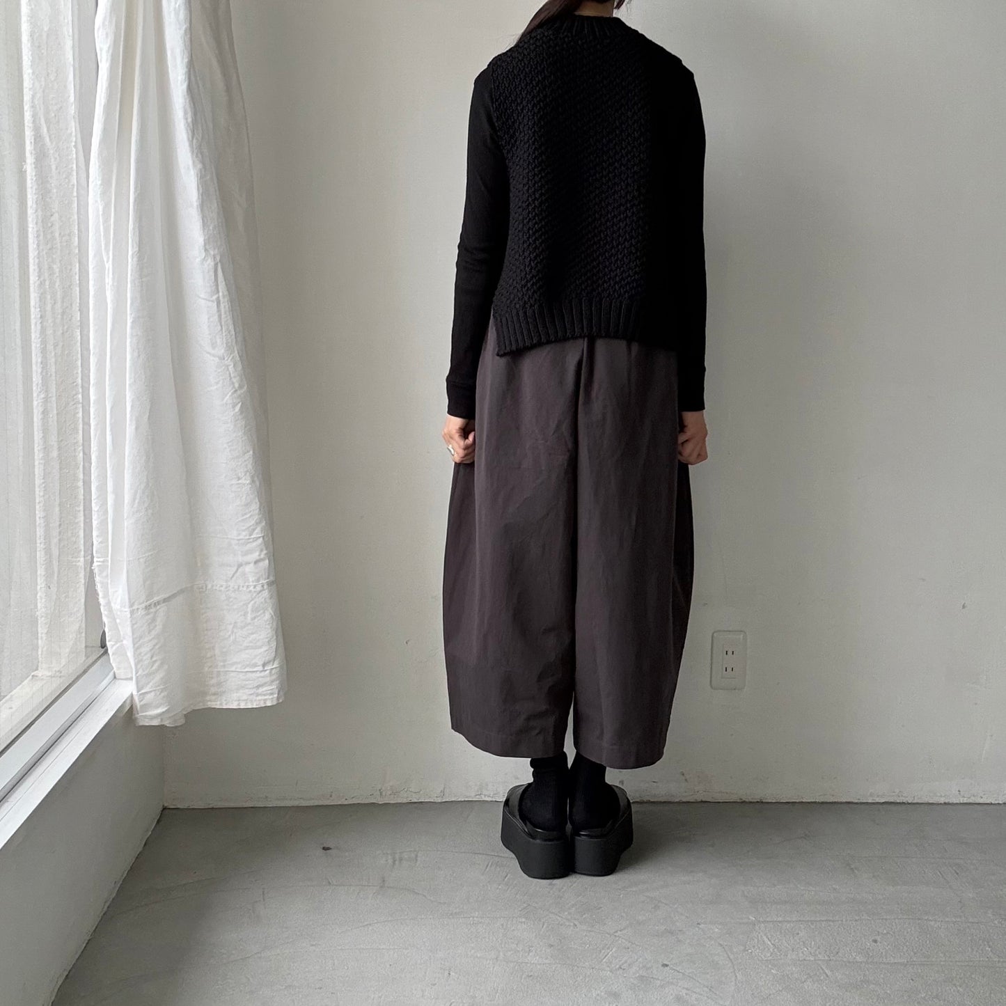 atelier d'antan Perriereコットンワイドパンツ　ダークグレーsize 1