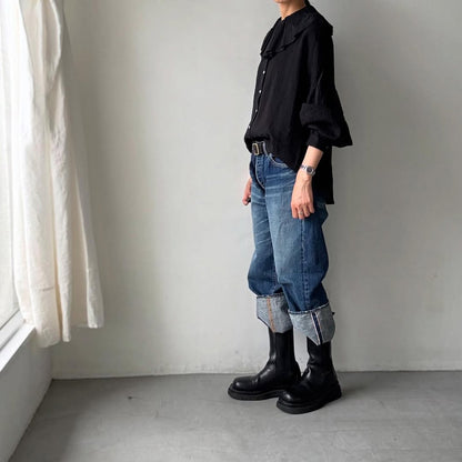 MAGALI ストライプリネンアンティークカラーブラウス