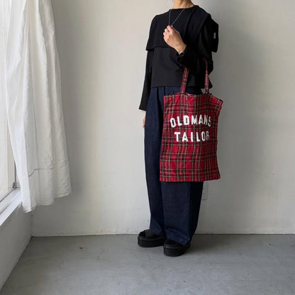 OLDMANS TAILOR  OMTプリントタータンチェックリネントートバッグ