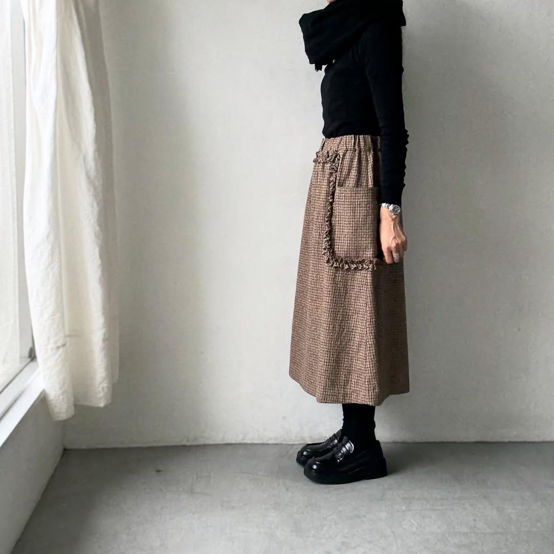 R&D.M.Co  コットンウールフリルデコレーションスカート　チェック