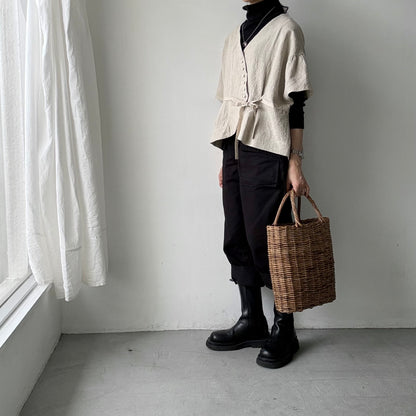 MAGALI  トリプルウォッシュリネンカシュクールジレ　ナチュラル