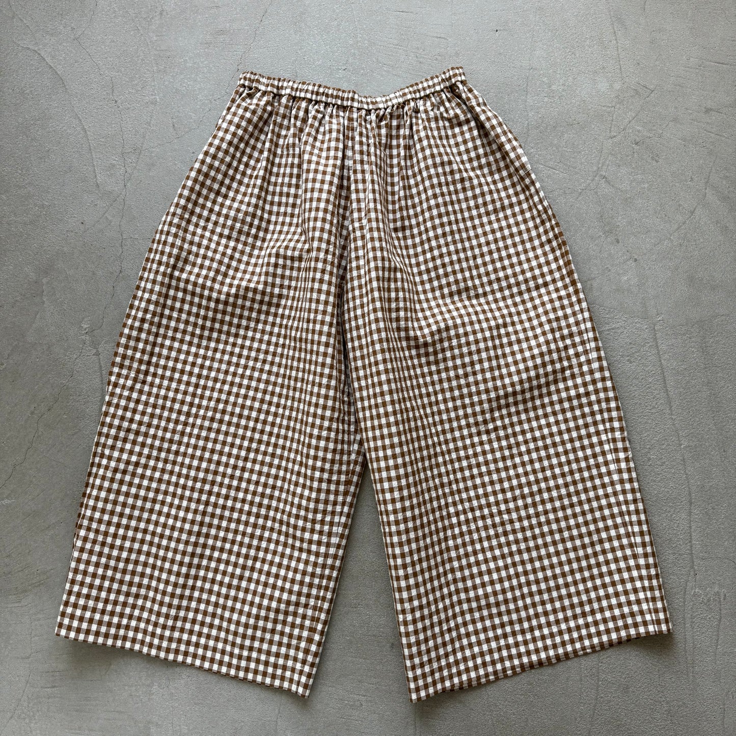 R&D.M.Co 　ギンガムチェックワイドゴムパンツ　ブラウン