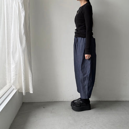 Linenya  デニムタックワイドパンツ