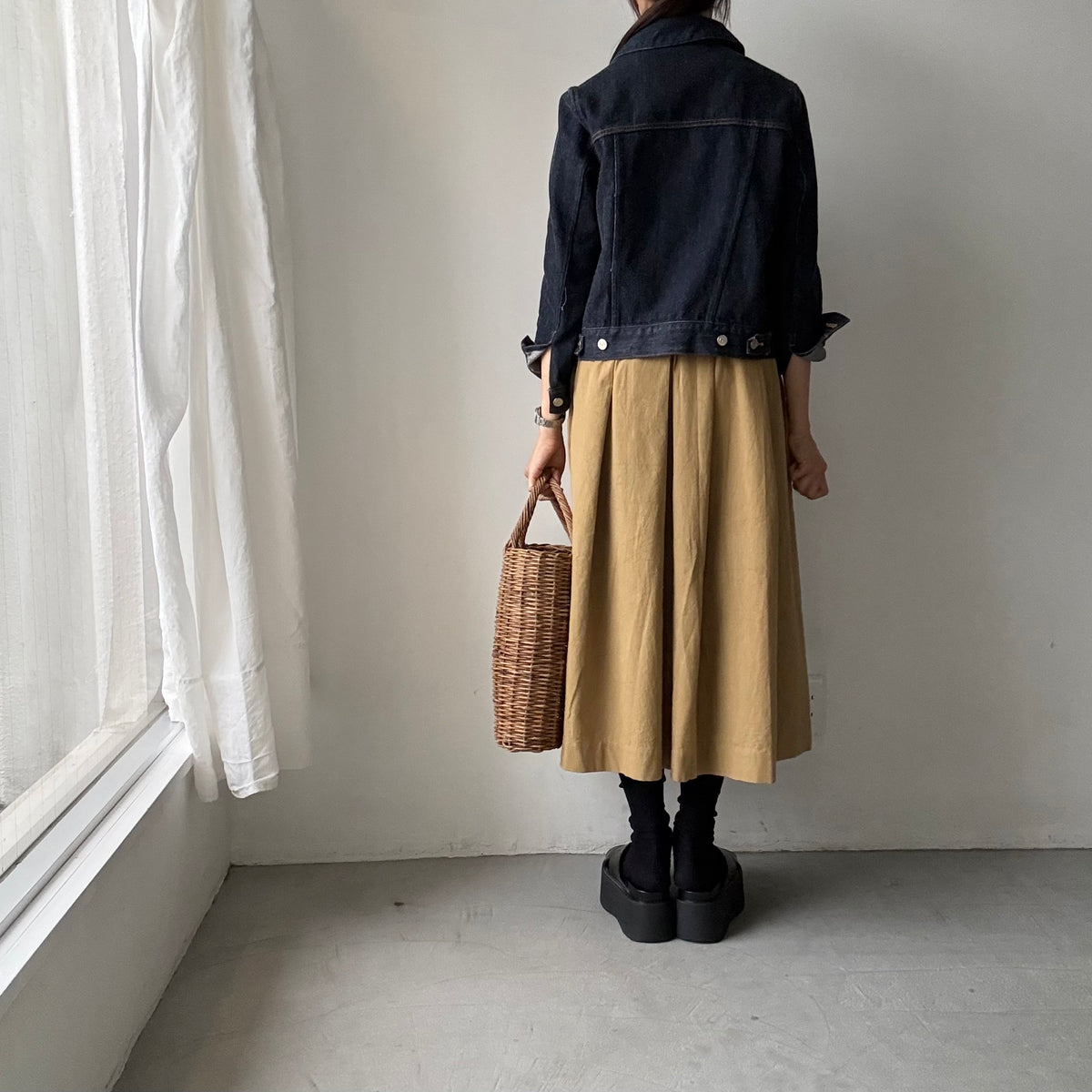Linenya  コットンタックスカート　82センチ　ベージュ