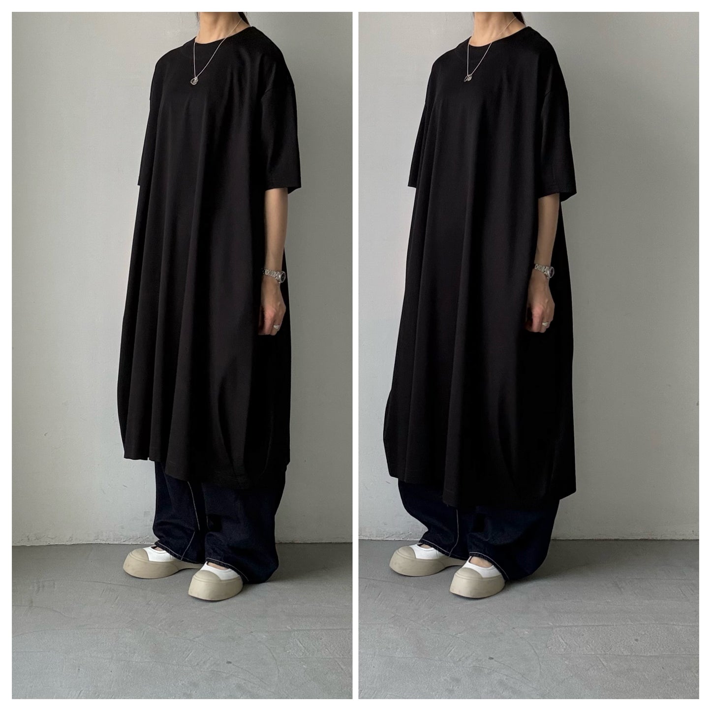 atelier naruse  コットンカットソーコクーンワンピース　ブラック
