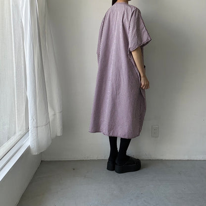 homspun ギンガムチェックタイプライタープルオーバーワンピース　M