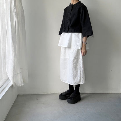 homspun  ワッフルノースリーブプルオーバー　ホワイト×ホワイト