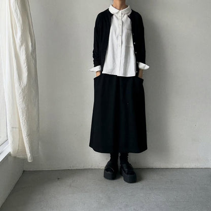 Linenya  コットン丸襟長袖ブラウス　ホワイト