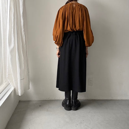 R&D.M.Co  コットンレーヨンシャツコールギャザースモックブラウス