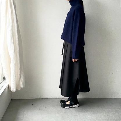 homspun メリノウールワッフル編みプルオーバー　ブルーネイビー