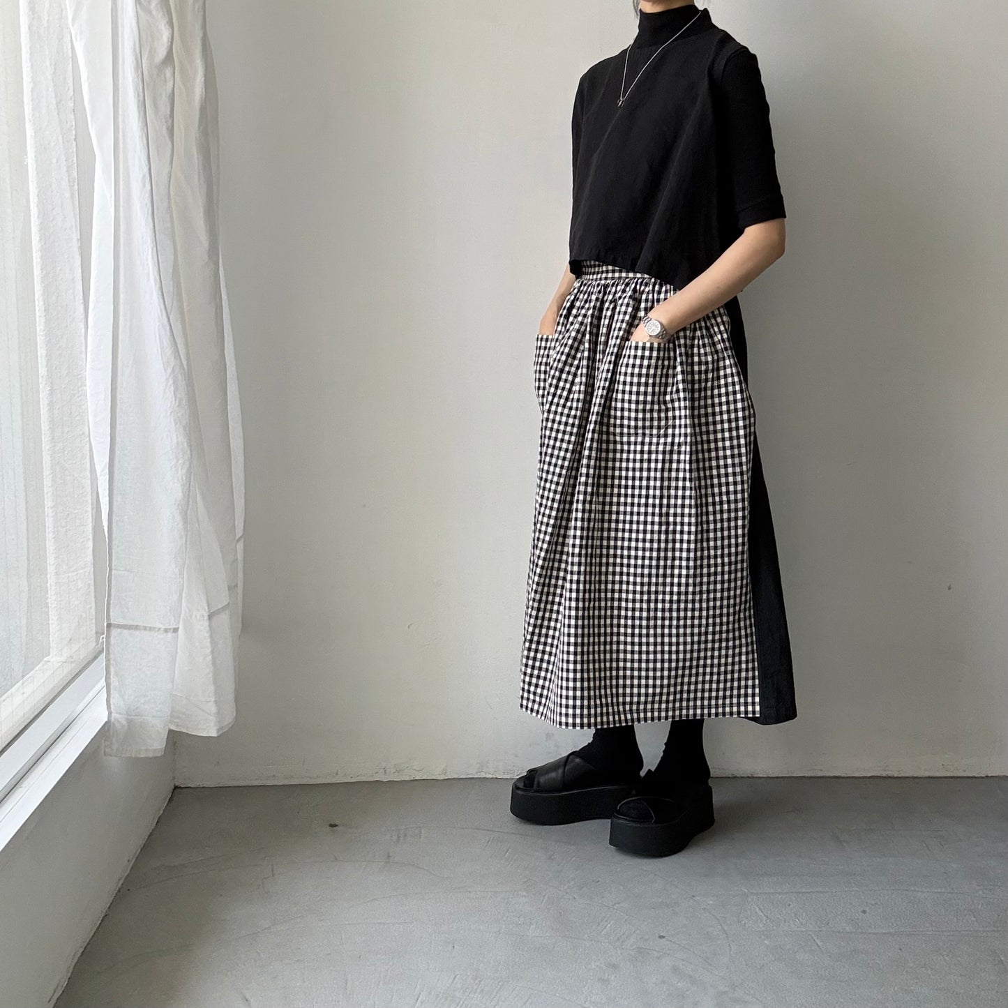 R&D.M.Co  ギンガムチェックサロンエプロン