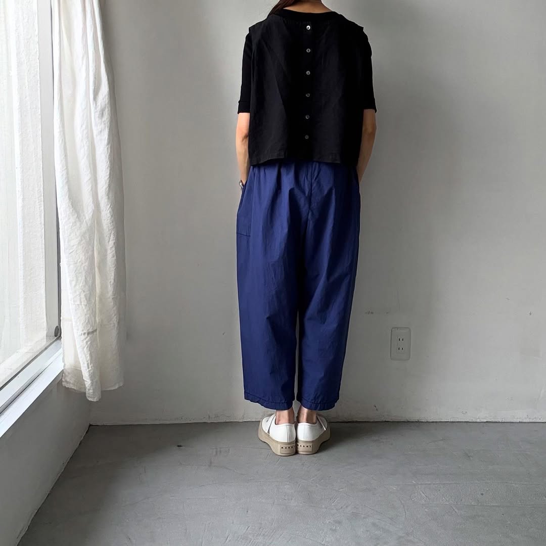 homspun パルキーシーチングコットンギャザーパンツ　ブルー
