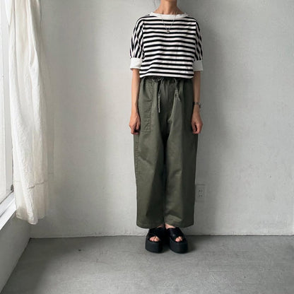 homspun 高密度ウエポンギャザーパンツ　グリーン