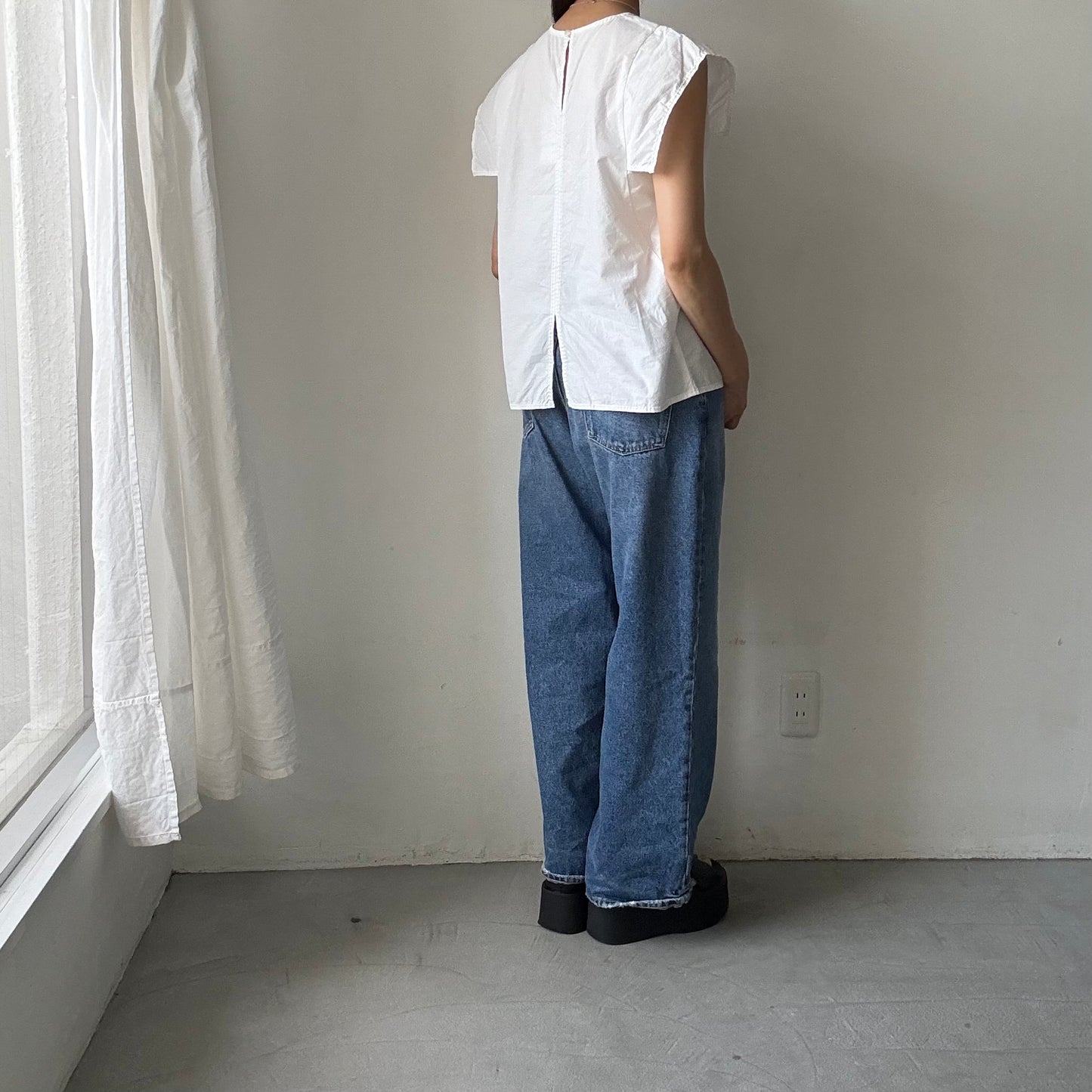 homspun  パルキーシーチングノースリーブブラウス　ホワイト