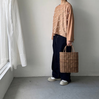 kijinokanosei  ひなぎくビッグプルオーバー　ベージュ×ベージュ