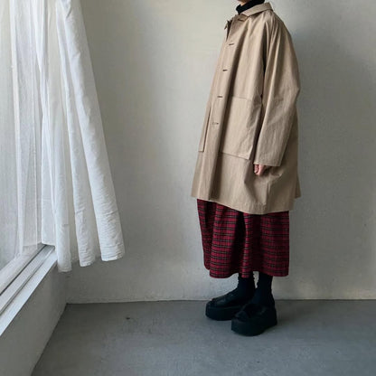 atelier naruse コットンナイロンタフタフーデットコート　ベージュ