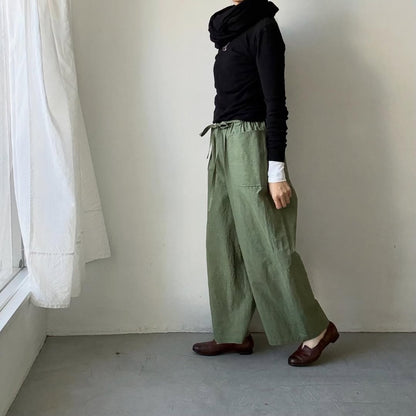 MAGALI コットンリネンファナージュロングパンツ