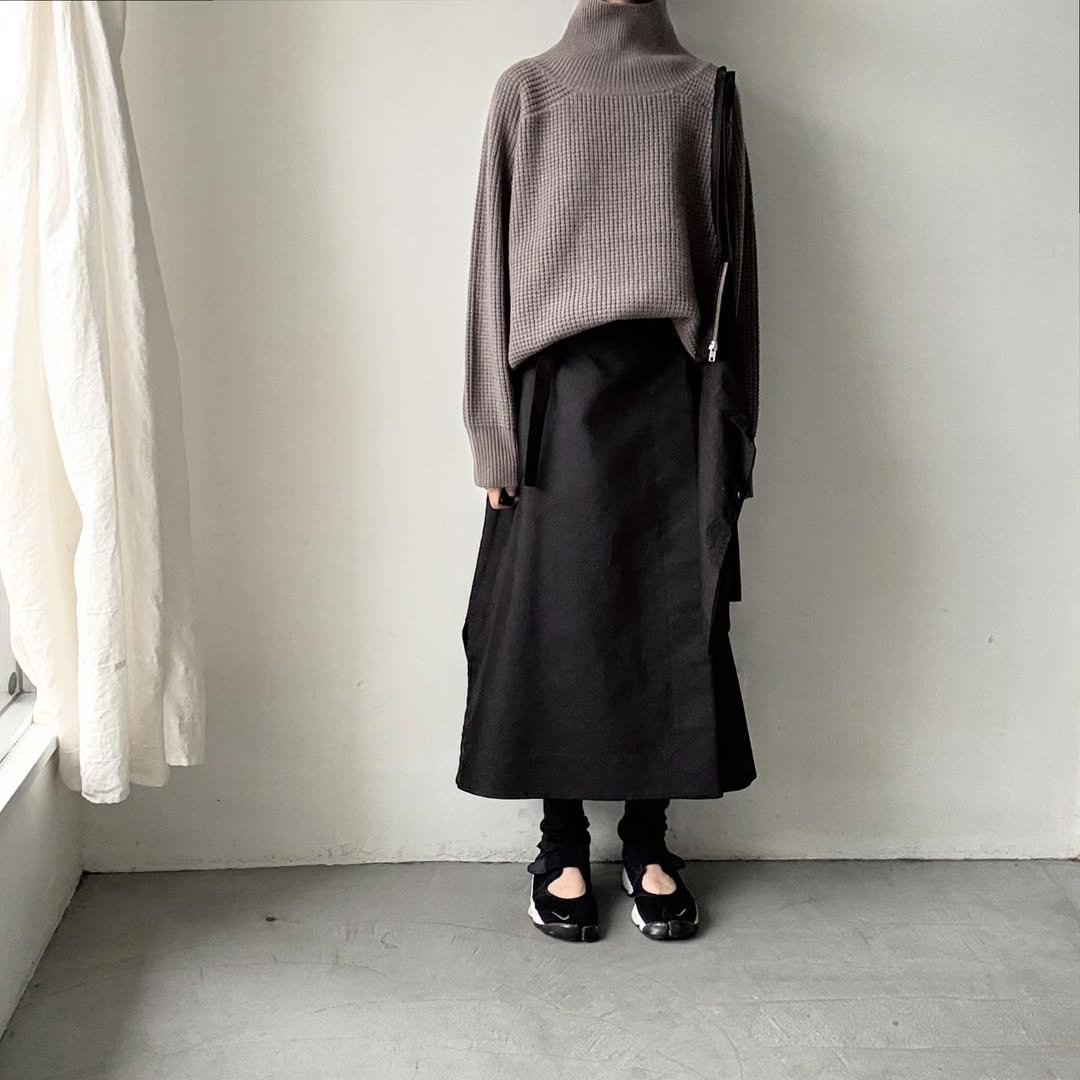 homspun メリノウールワッフル編みプルオーバー　グレー